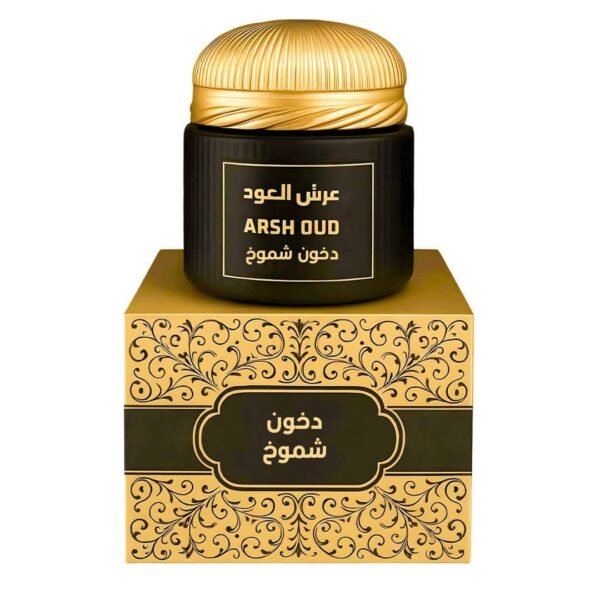 دخون شموخ No.6 من عرش العود – بخور فاخر من سلطنة عمان بعلبة ذهبية أنيقة