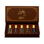 مسك عرش العود No.5 – مجموعة فاخرة من 5 عبوات مسك متنوعة بخلاصة الطهارة والفواكه والعطور الشرقية | متجر عرش العود سلطنة عمان